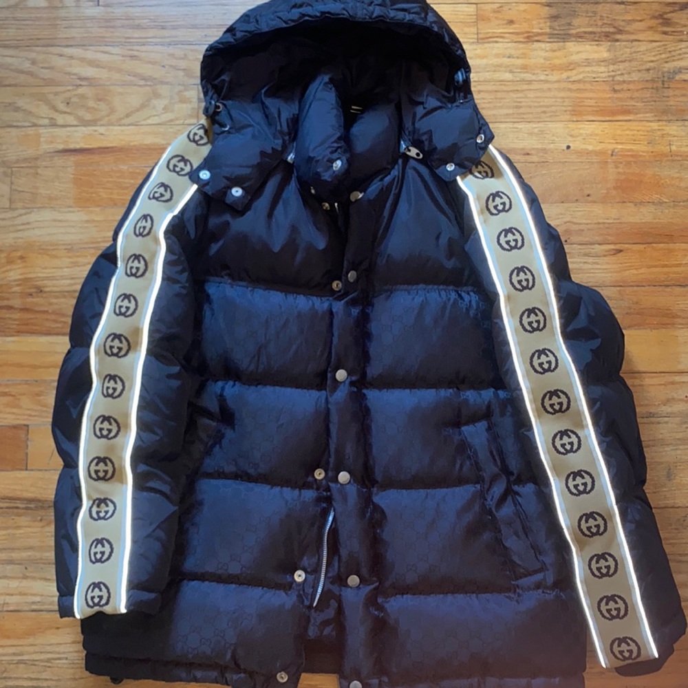 GG jacquard nylon padded jacket